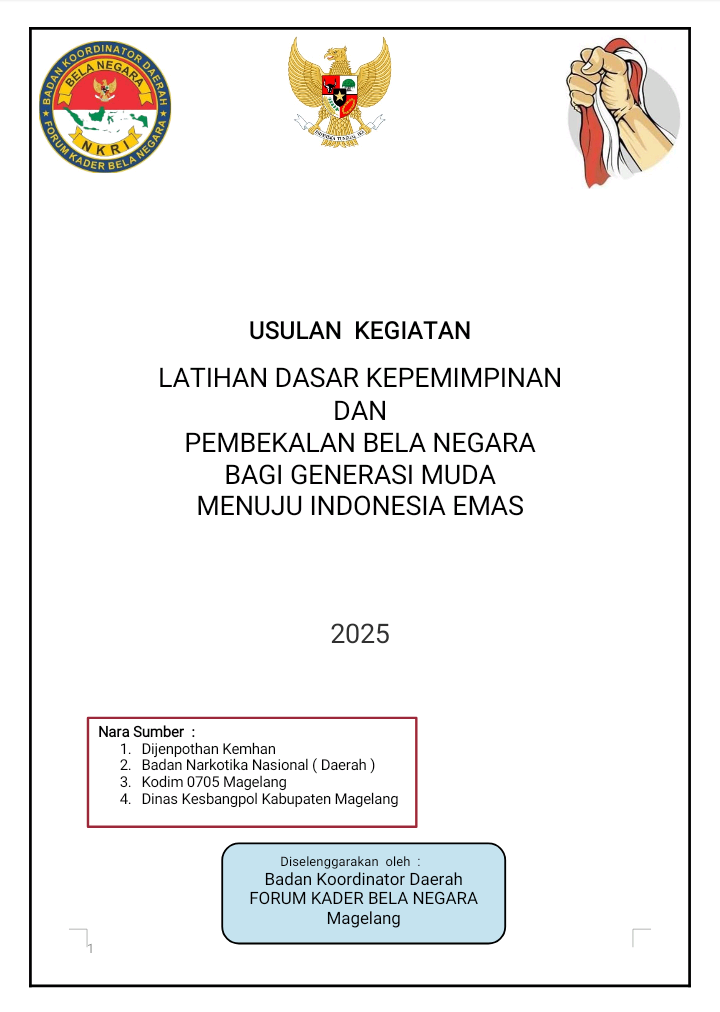 Usulan Kegiatan Bakorda Forum Kader Bela Negara (FKBN) Magelang